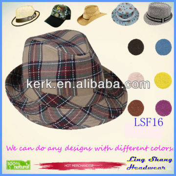 Hot Selling Newest Stylish Checked Fabric Fedora Hat shop store buy hats,LSF16